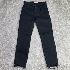 Everlane Jeans Women’s 25 Black Ankle Skinny Mid-Rise Denim Frayed Hem